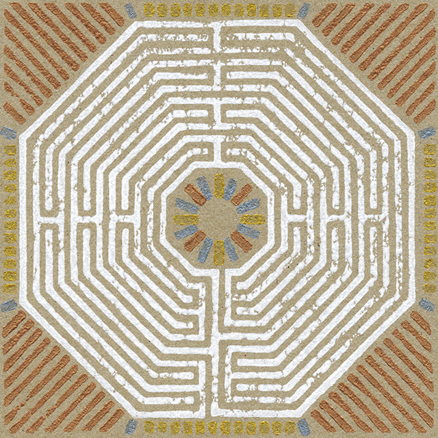 labyrinth linoprint