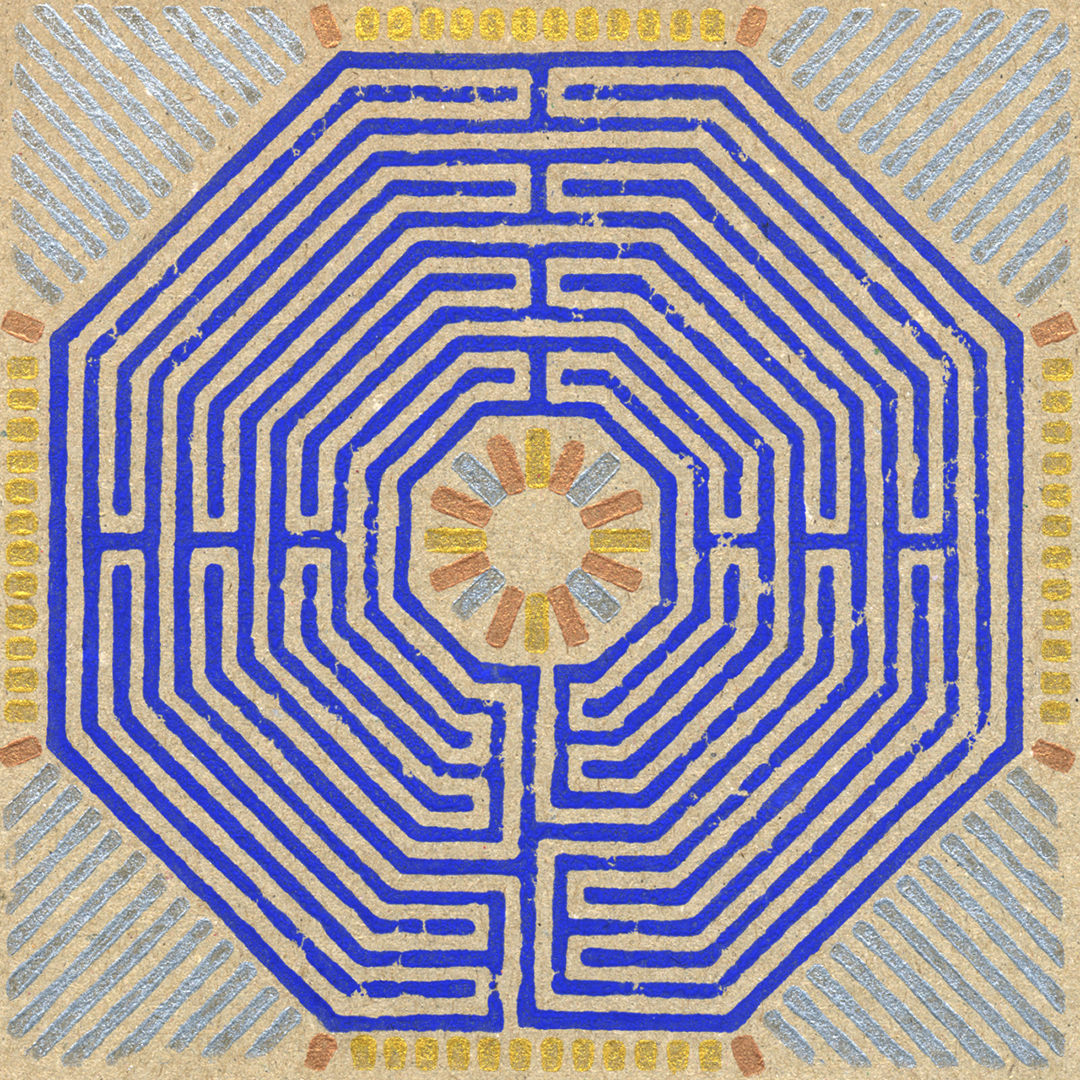 labyrinth linoprint