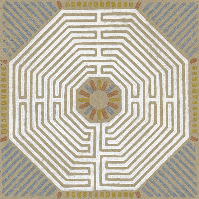 labyrinth linoprint