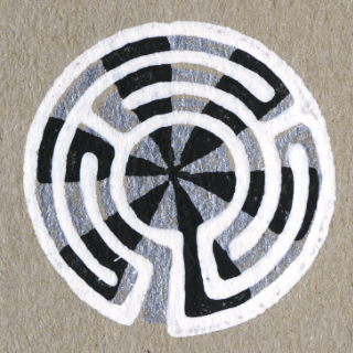 labyrinth linoprint